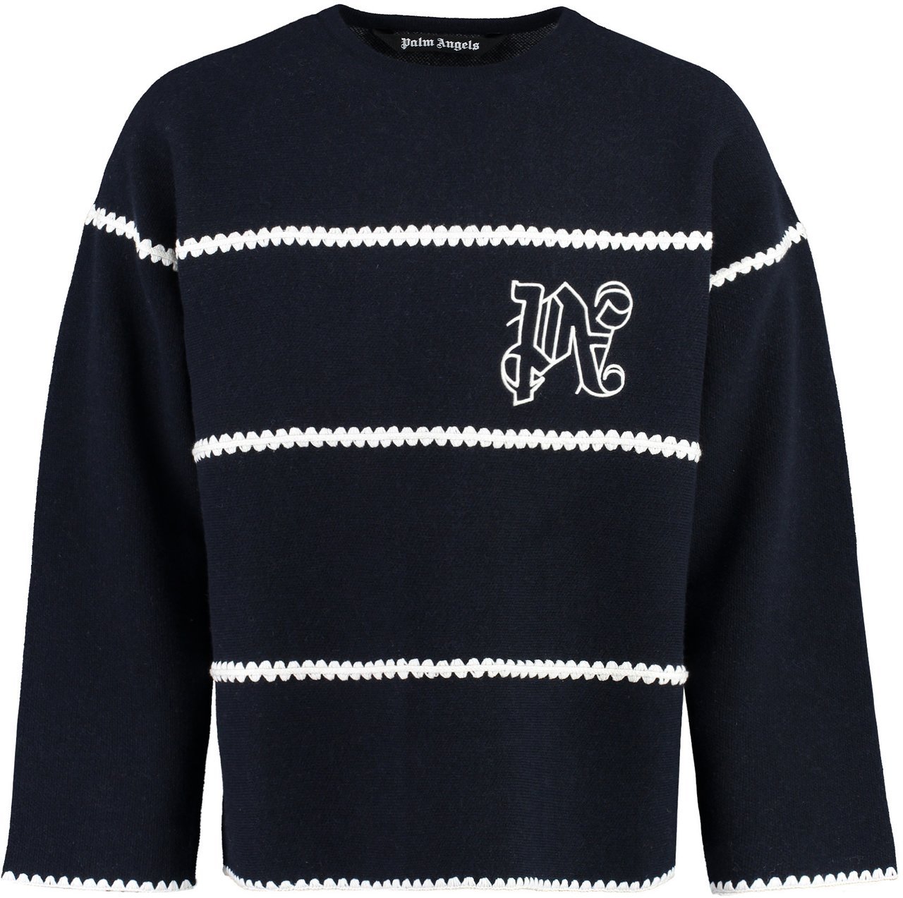 Palm Angels Knit wool blend pullover Blauw