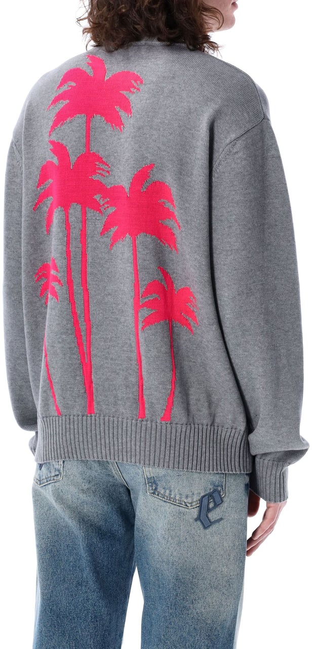 Palm Angels Back Palms Knit Sweater Grigio Grijs