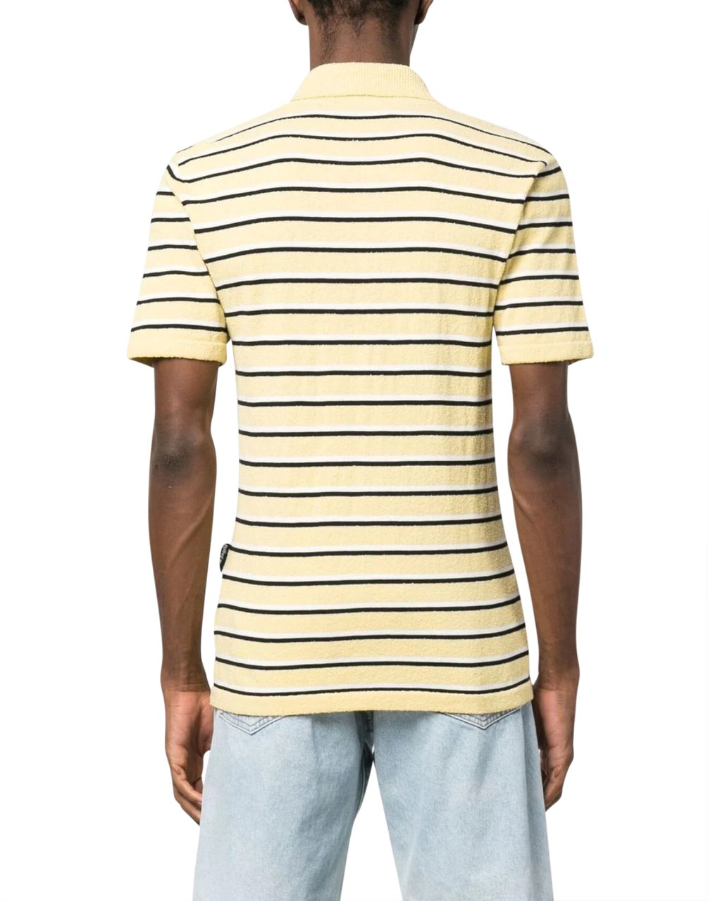 Palm Angels Stripy Terry Knitted Logo Polo Shirt Geel