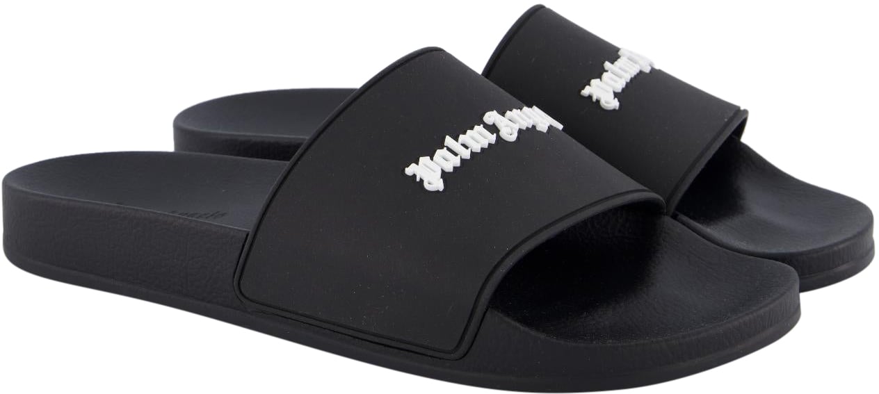 Palm Angels Heren Essential Logo Slider Zwart Zwart