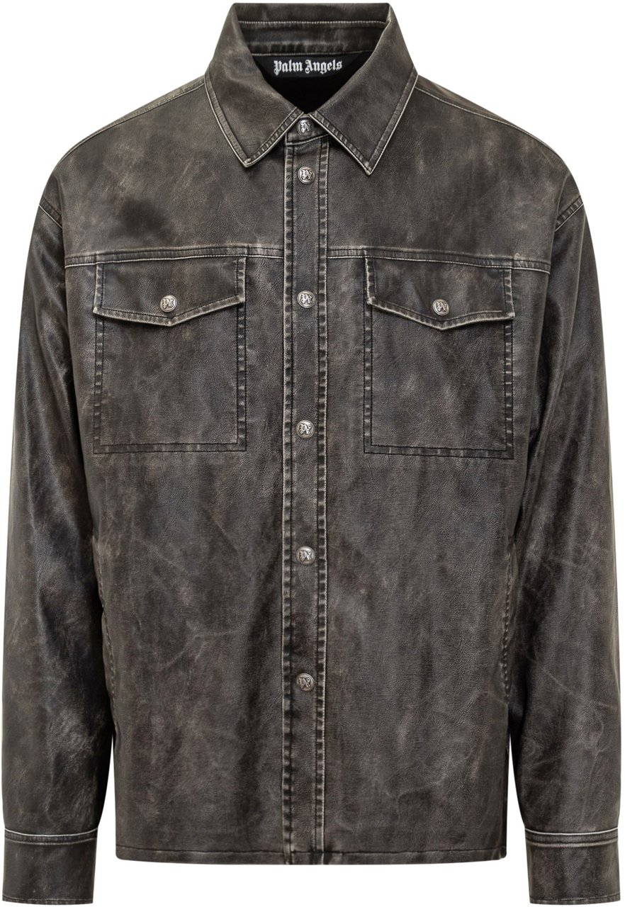 Palm Angels Palm Angels Camicia Effetto Vintage Donkergrijs
