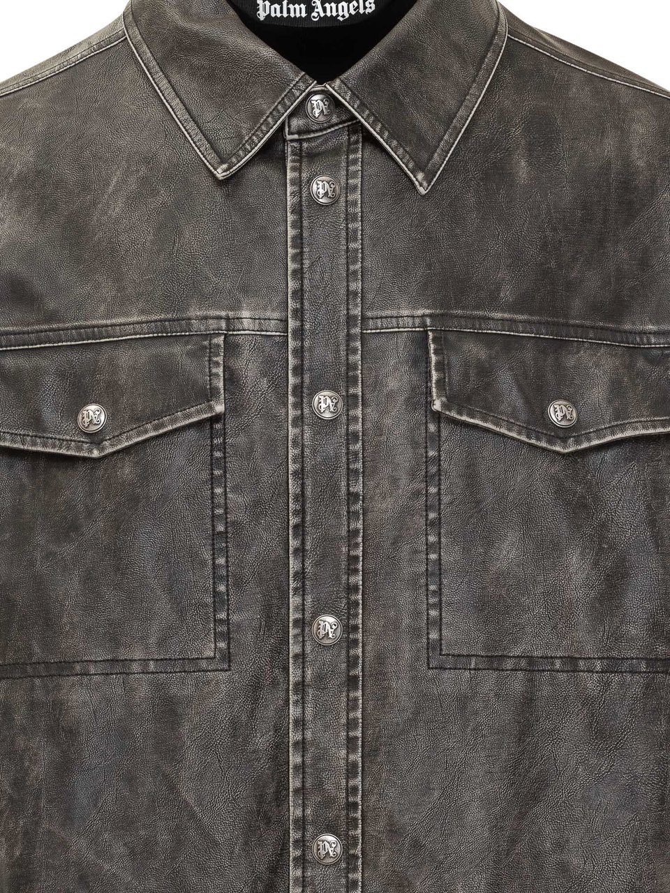 Palm Angels Palm Angels Camicia Effetto Vintage Donkergrijs