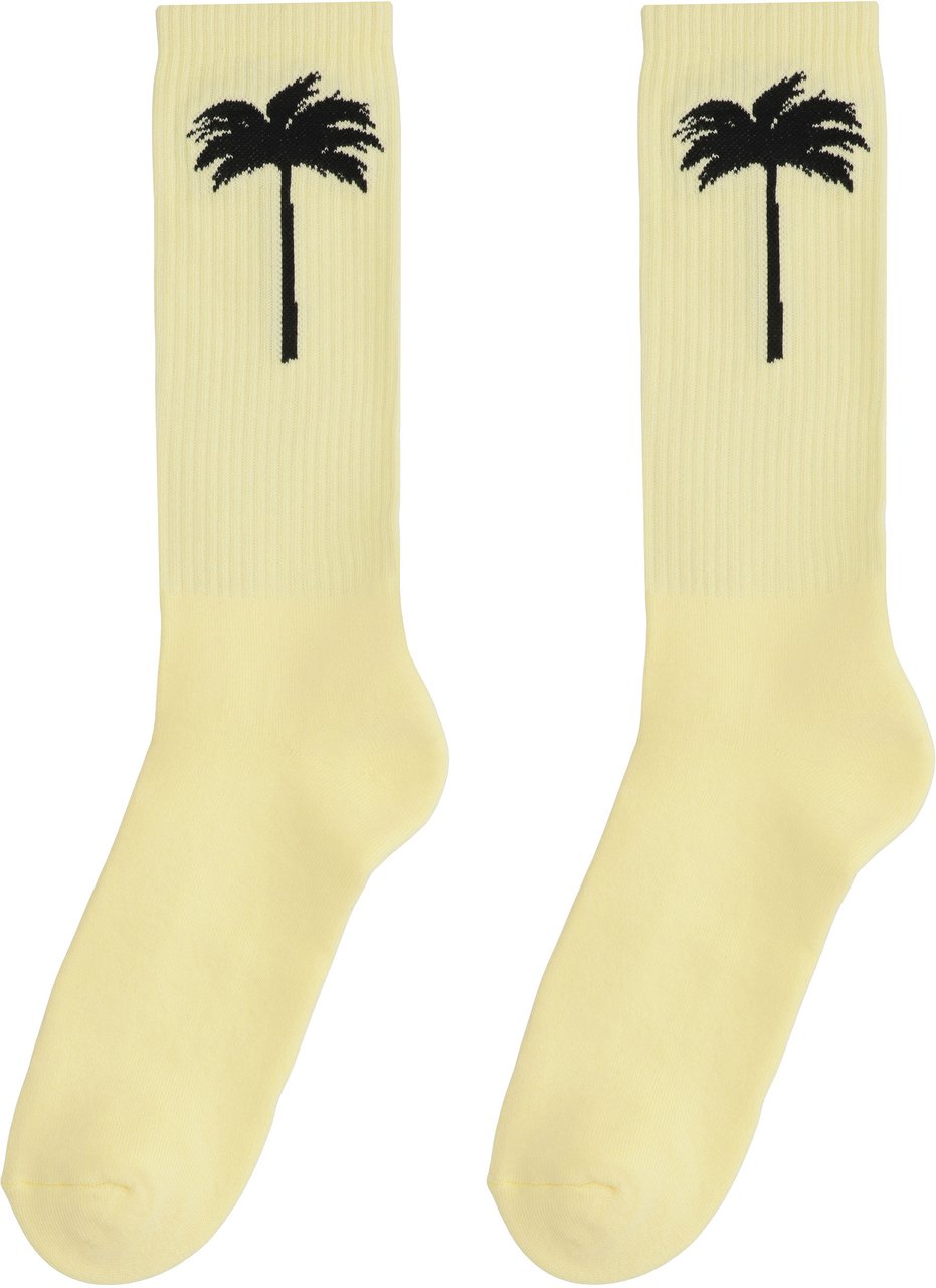 Palm Angels Socks made of cotton blend Geel