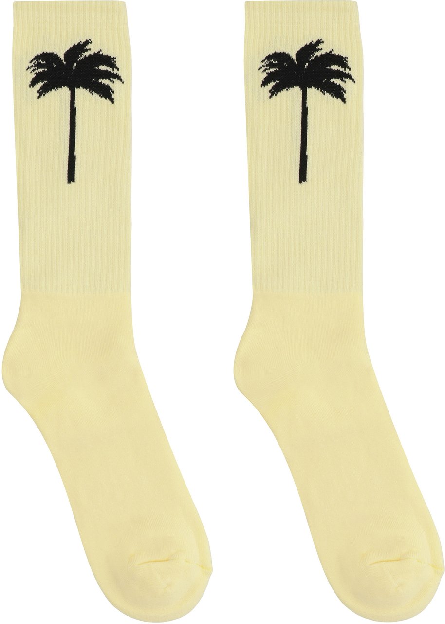 Palm Angels Socks made of cotton blend Geel