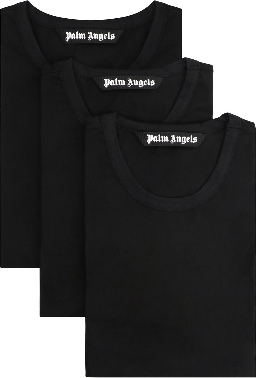 Palm Angels Set of three cotton t-shirts Zwart