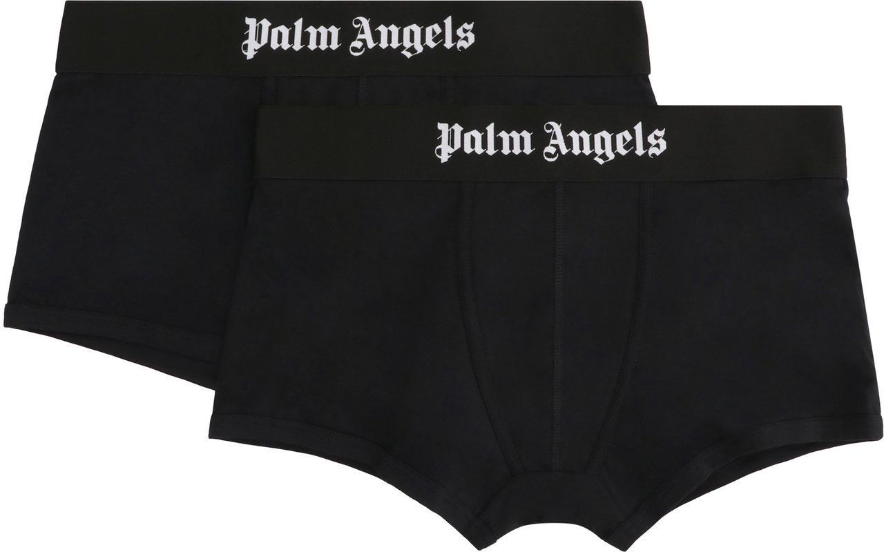 Palm Angels Two-pack of cotton boxer shorts with branded elastic band Wit