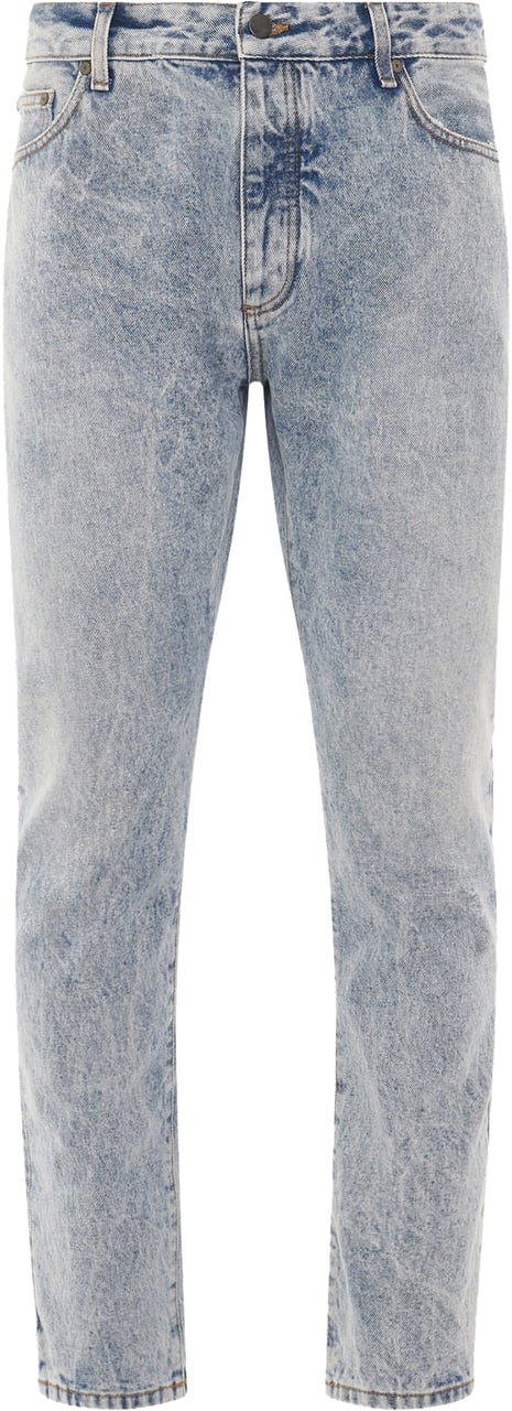 Palm Angels Palm Angels Curved Logo Print Straight Fit Jeans (lichtblauw) Blauw
