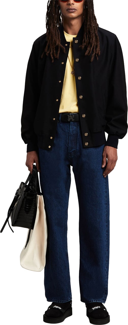 Palm Angels Dark Blue Classic Logo Cotton Denim Jeans Groen