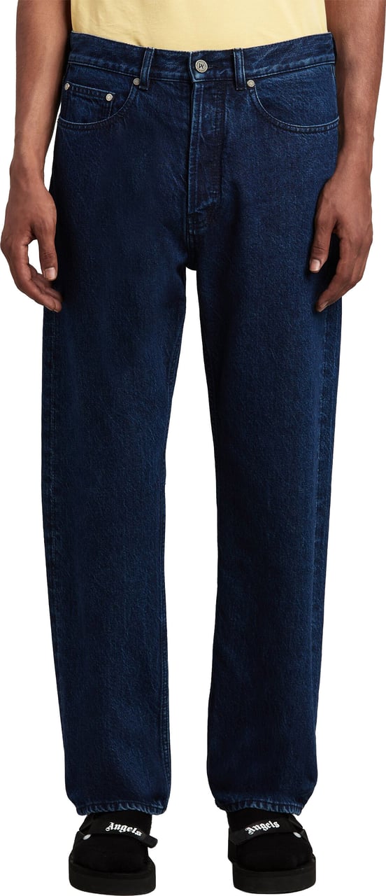 Palm Angels Dark Blue Classic Logo Cotton Denim Jeans Groen