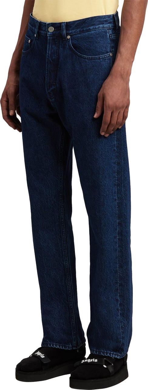 Palm Angels Dark Blue Classic Logo Cotton Denim Jeans Groen