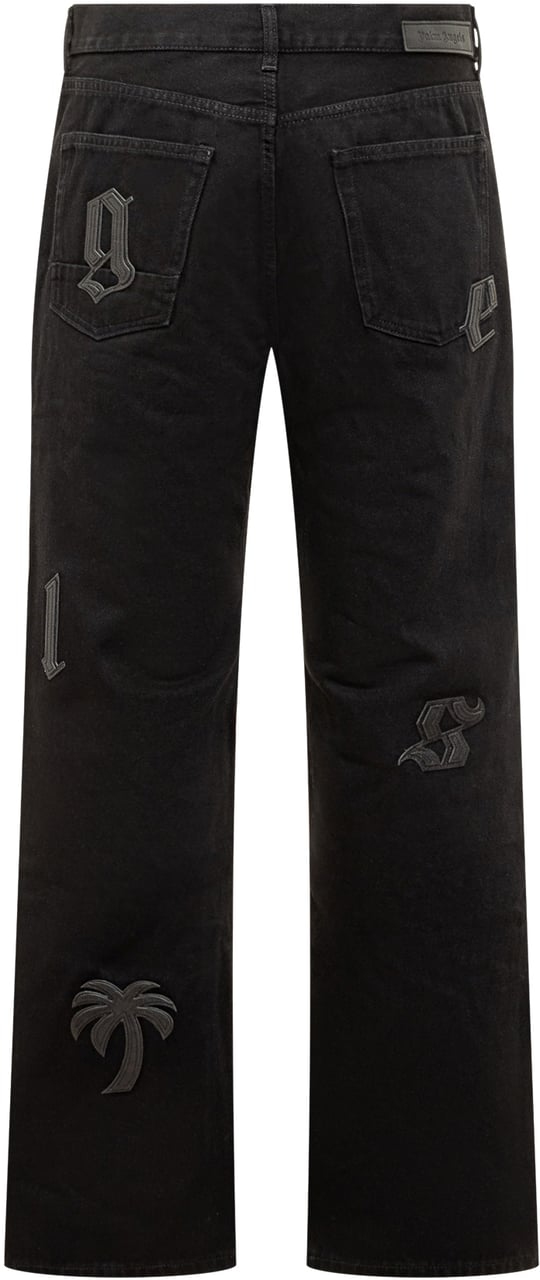 Palm Angels Palm Angels Jeans Con Ricamo Logo Gothic Zwart