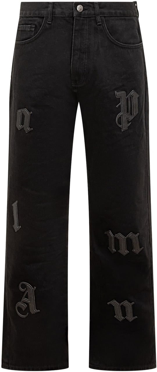 Palm Angels Palm Angels Jeans Con Ricamo Logo Gothic Zwart