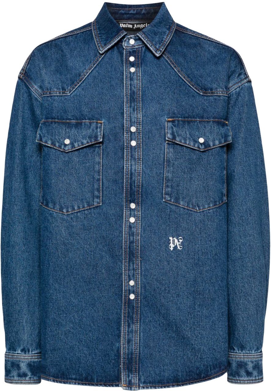 Palm Angels Shirts Blue Blauw