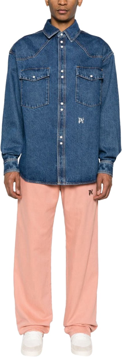 Palm Angels Shirts Blue Blauw