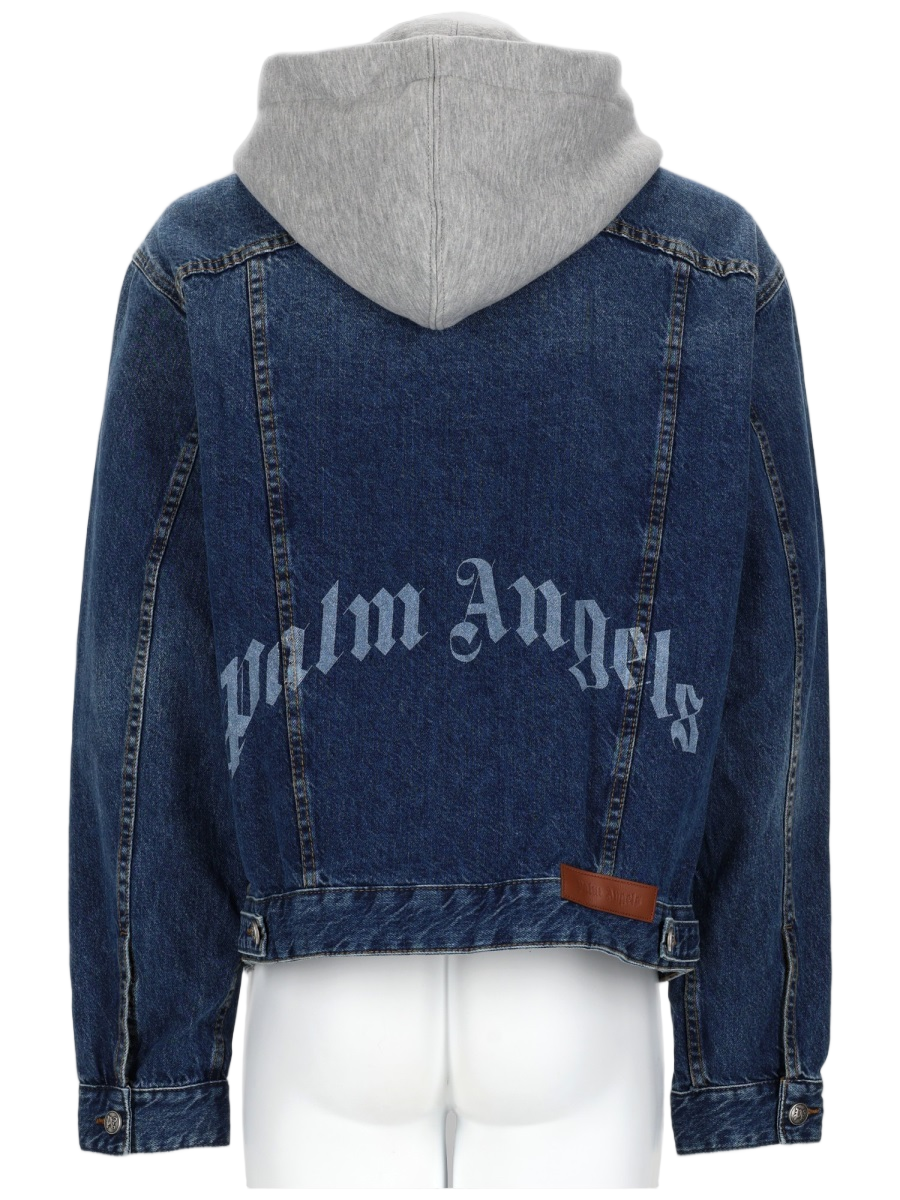 Palm Angels Medium Blue Hooded Layered Denim Jacket Groen