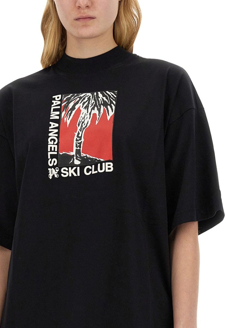 Palm Angels Palm Soft Fit T-Shirt Ski Club Zwart