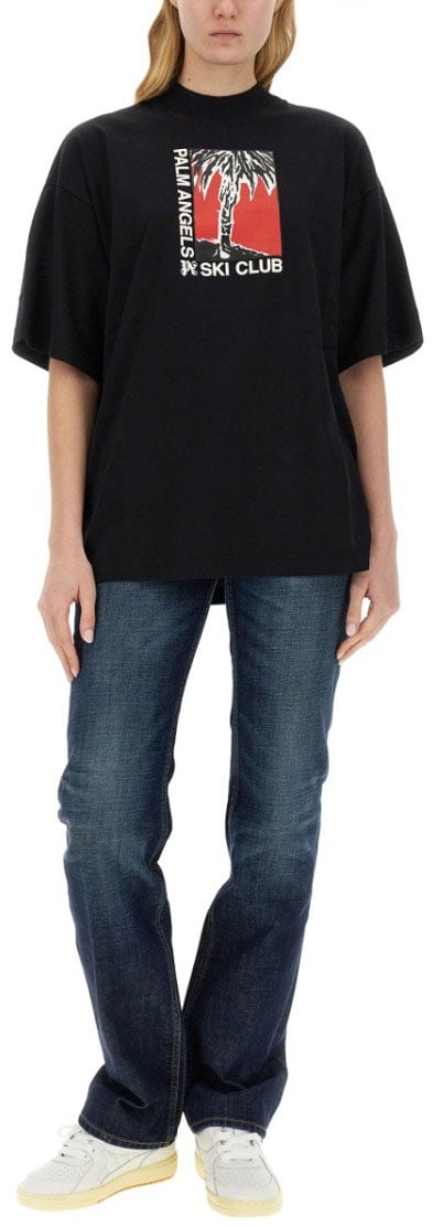 Palm Angels Palm Soft Fit T-Shirt Ski Club Zwart