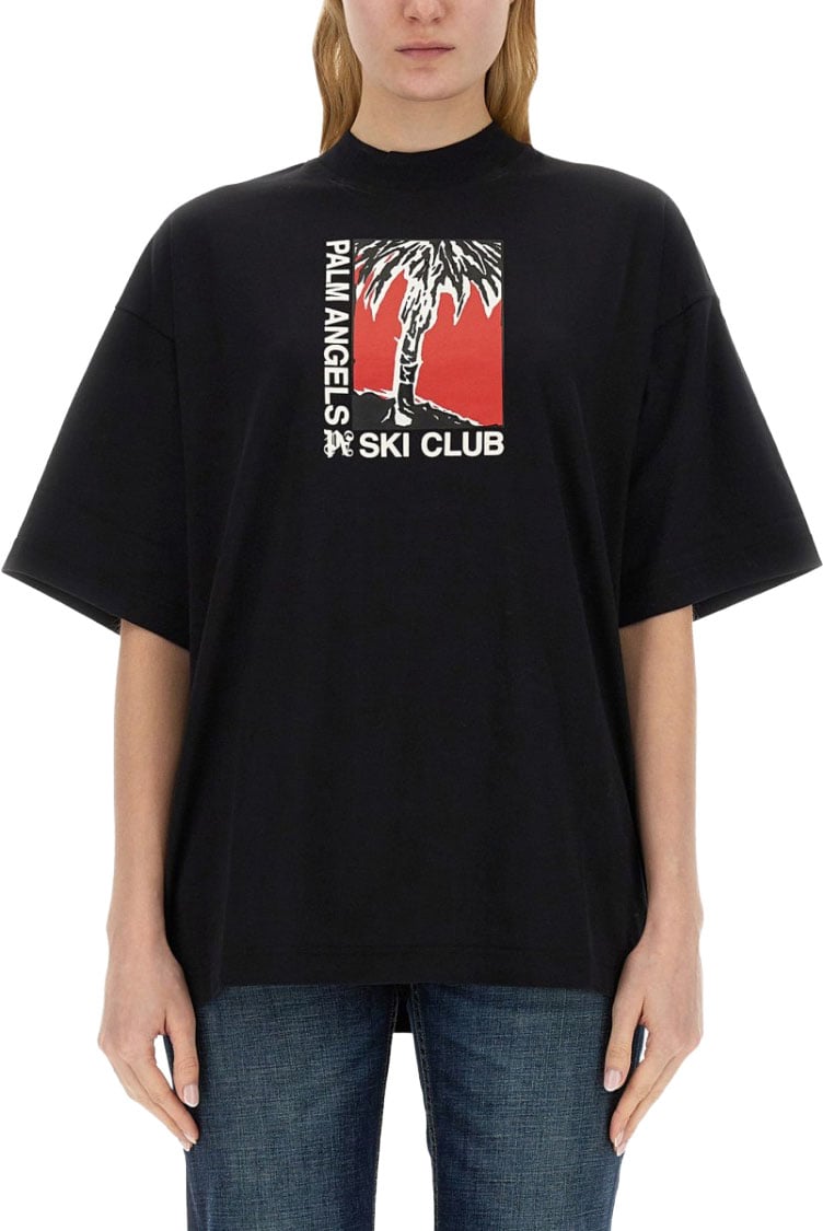 Palm Angels Palm Soft Fit T-Shirt Ski Club Zwart