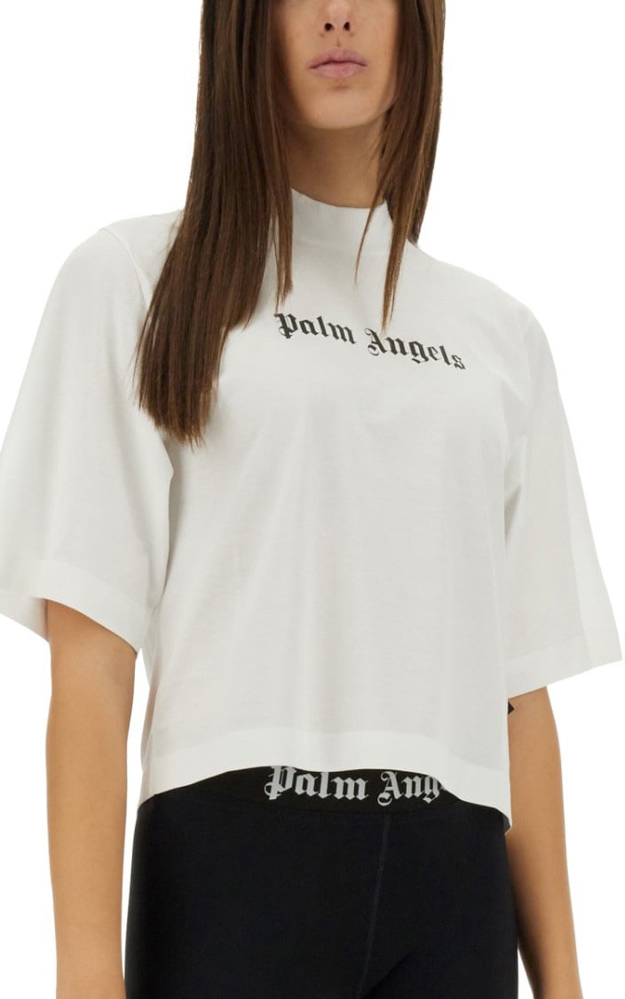 Palm Angels T-Shirt With Logo Zwart