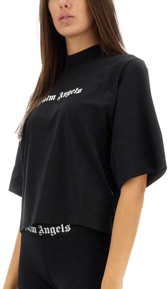 Palm Angels T-Shirt With Logo Zwart
