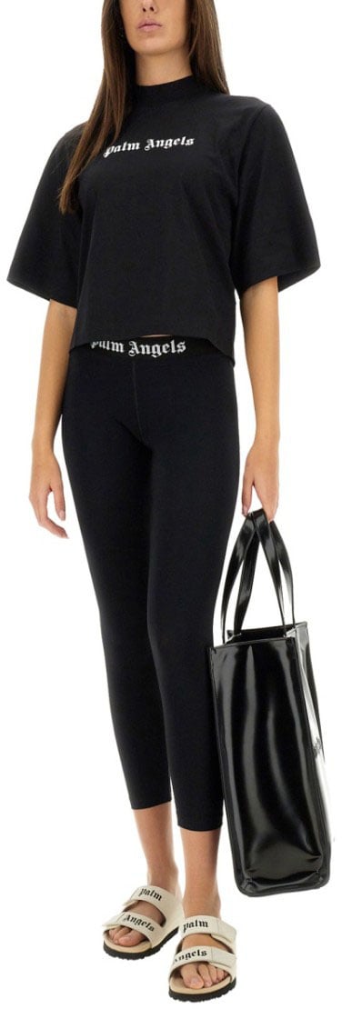 Palm Angels T-Shirt With Logo Zwart
