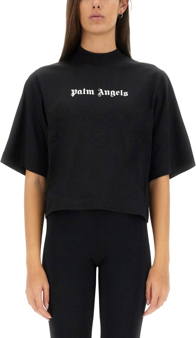 Palm Angels T-Shirt With Logo Zwart