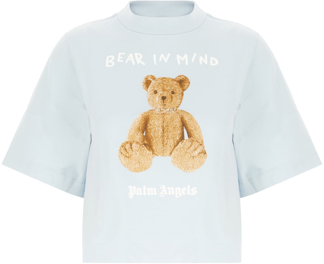 Palm Angels Palm Angels Light blue cotton t-shirt Lichtblauw