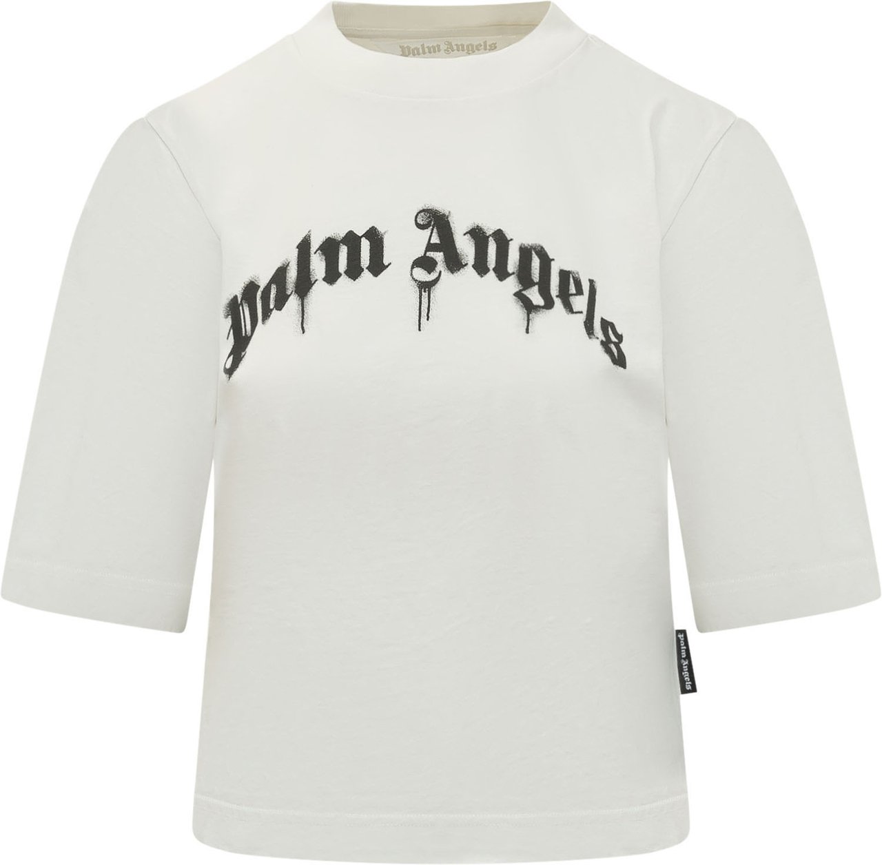 Palm Angels T-shirt Curved Logo Boxy Wit