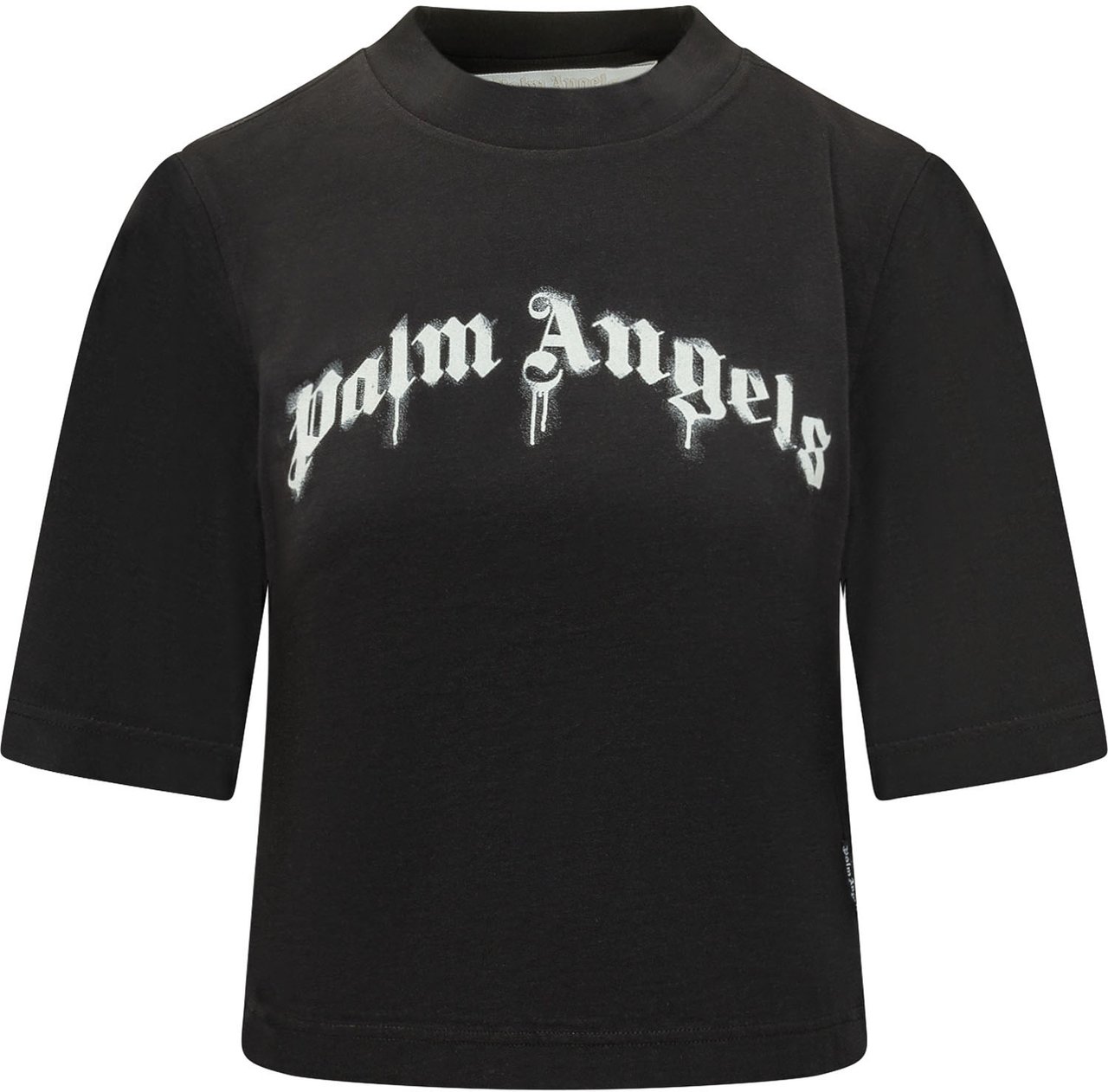 Palm Angels T-shirt Curved Logo Boxy Zwart