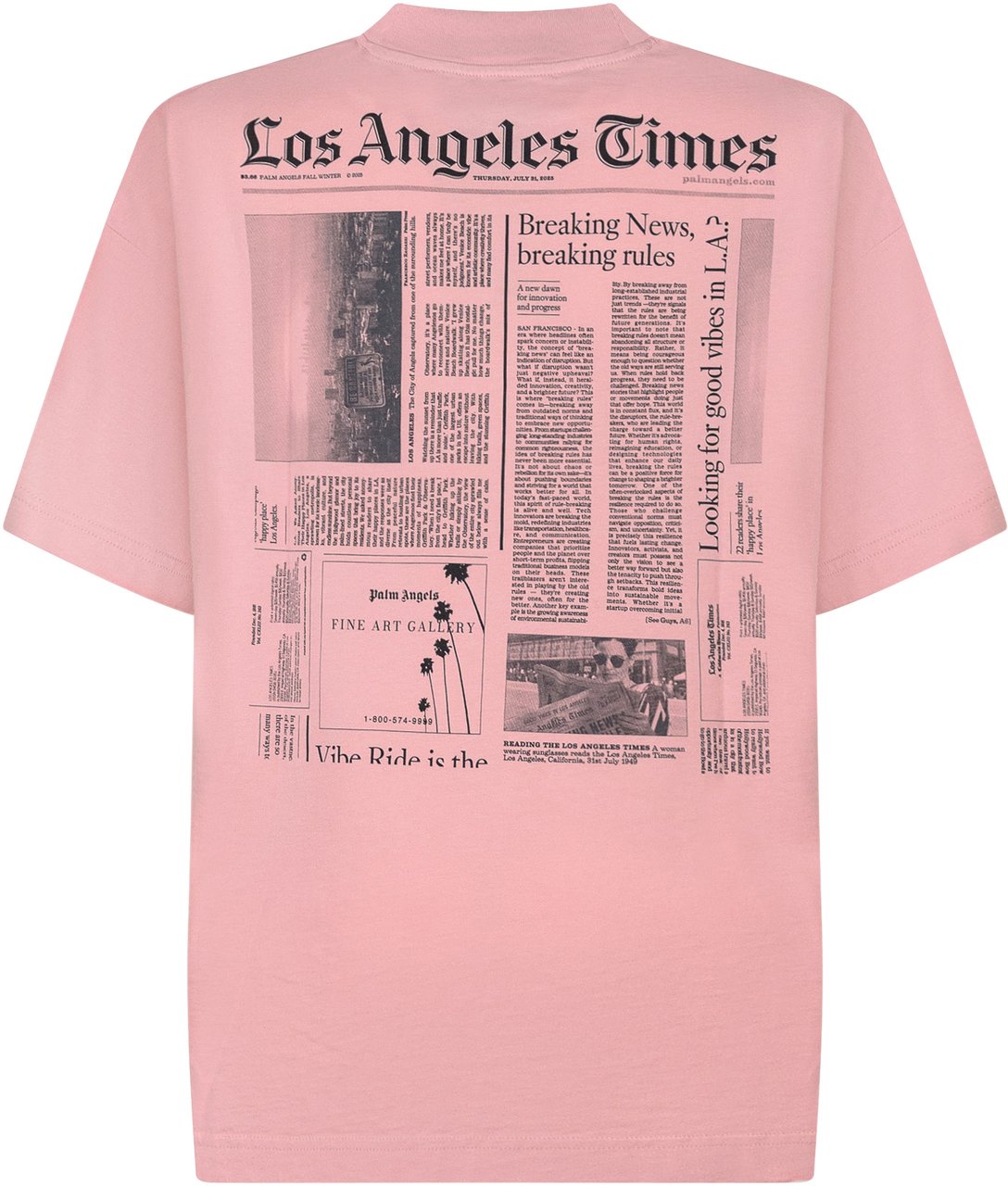 Palm Angels Palm Angels T-shirt rosa Los Angeles Times Roze