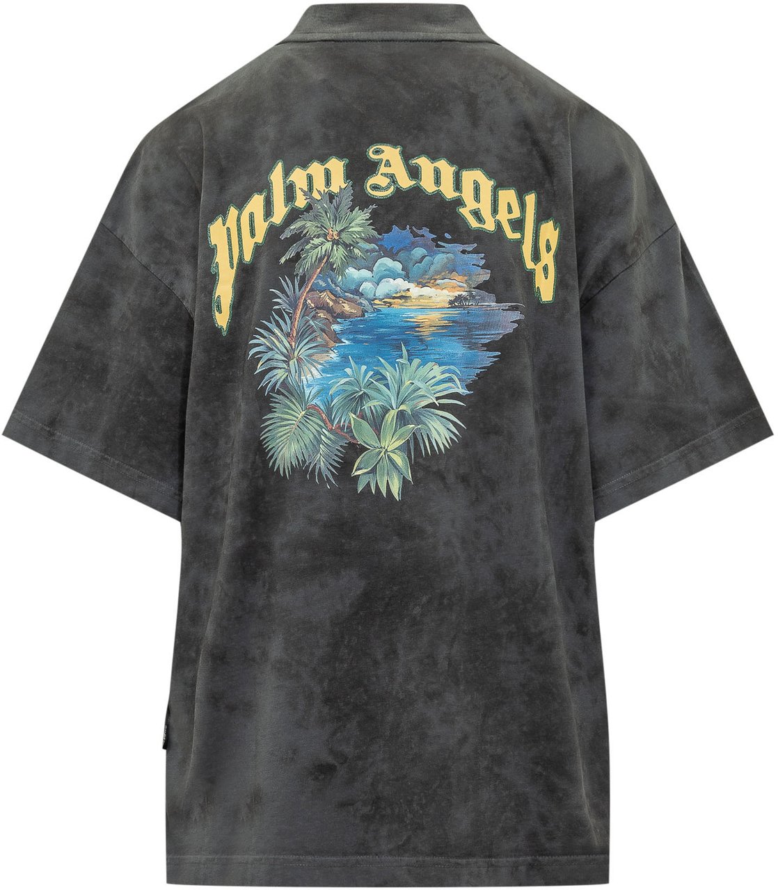 Palm Angels T-shirt Loose con Logo Frontale Donkergrijs