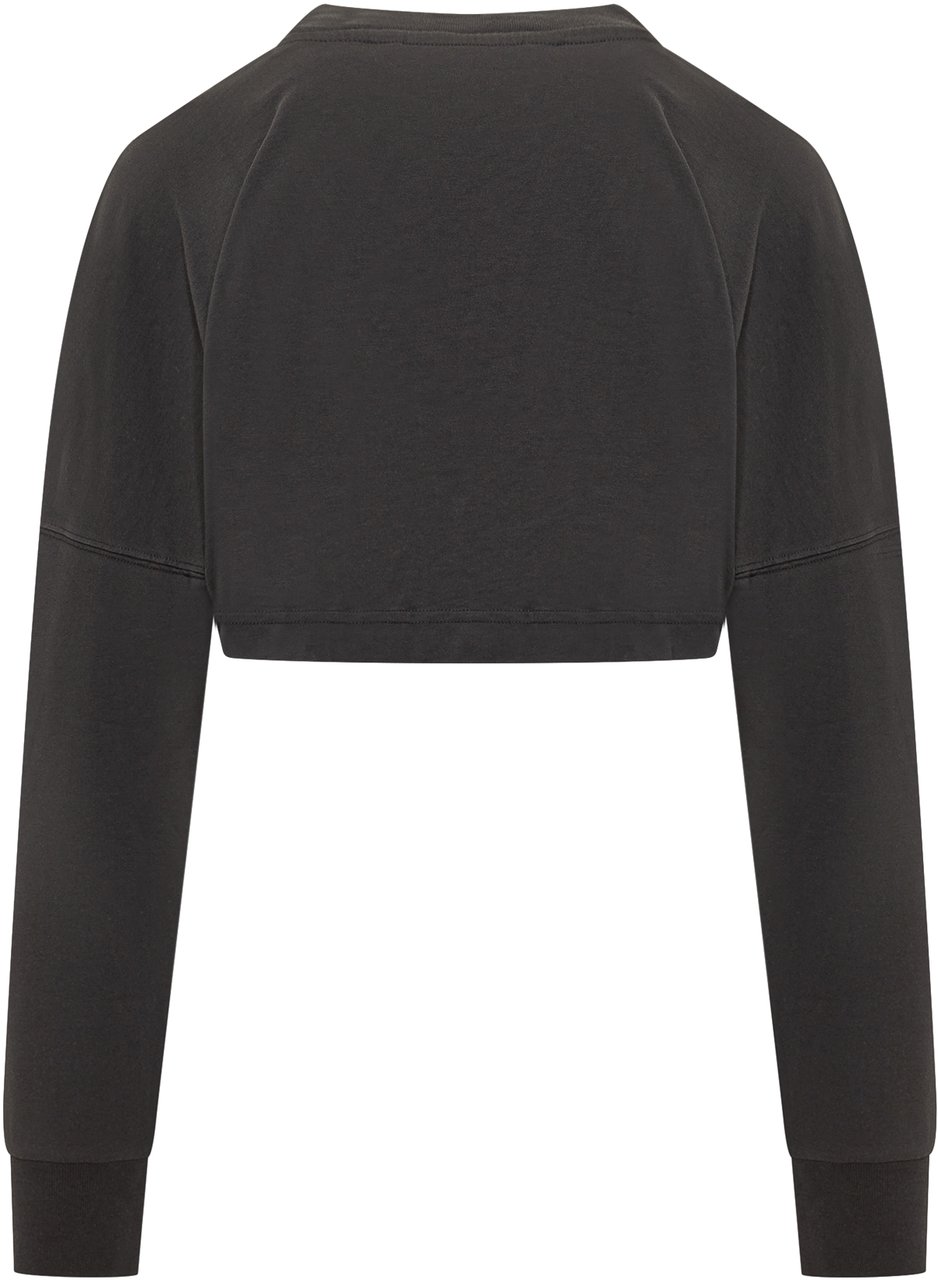 Palm Angels Palm Angels Felpa Crop Nera con Logo Rosa Zwart