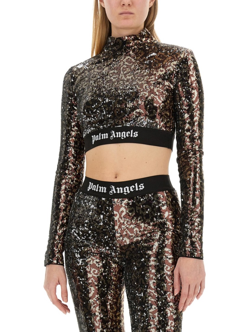 Palm Angels Sequined Top Zwart
