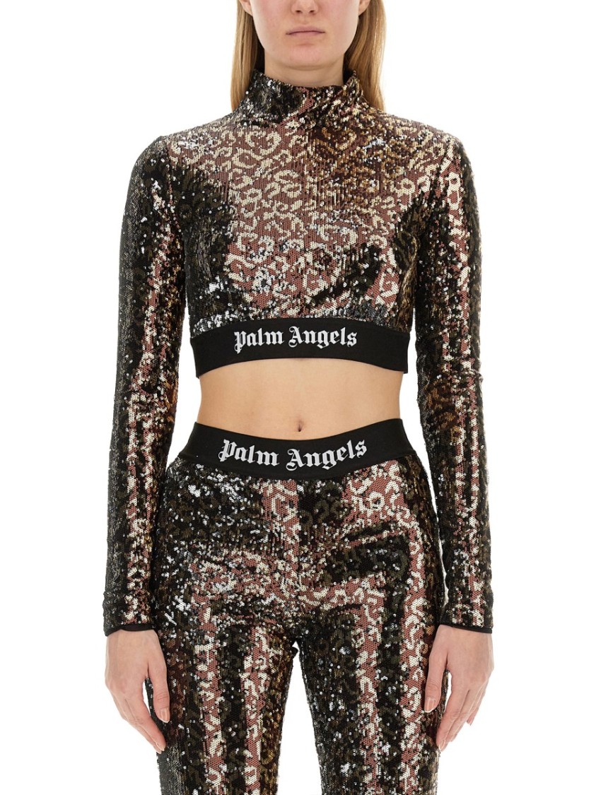 Palm Angels Sequined Top Zwart