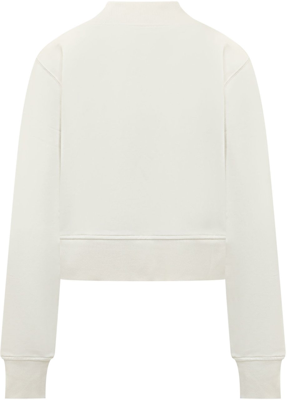 Palm Angels Felpa Cropped con Stampa Frontale Wit