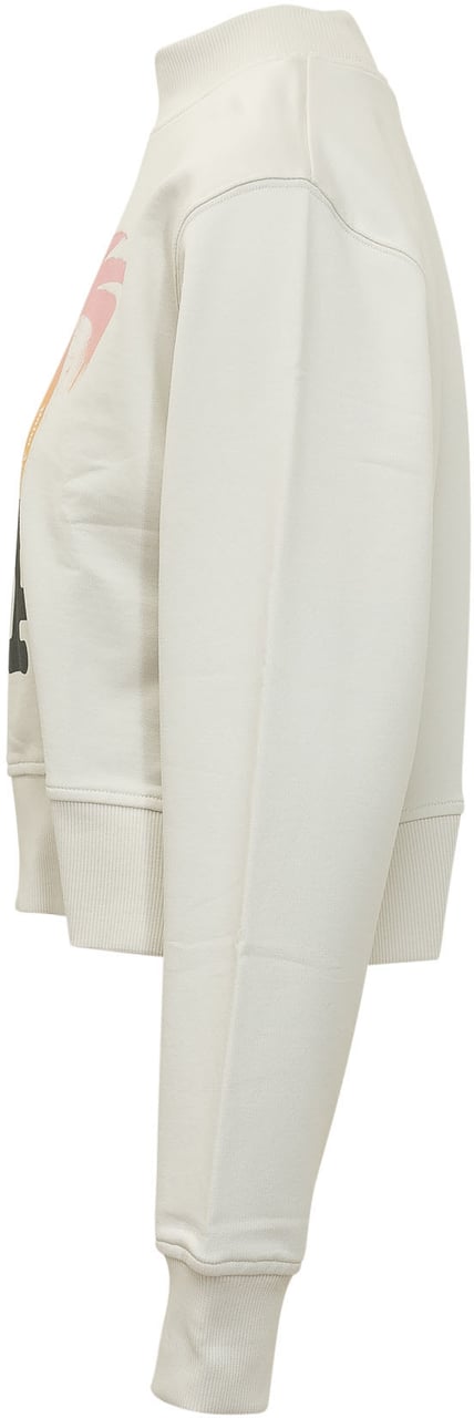 Palm Angels Felpa Cropped con Stampa Frontale Wit