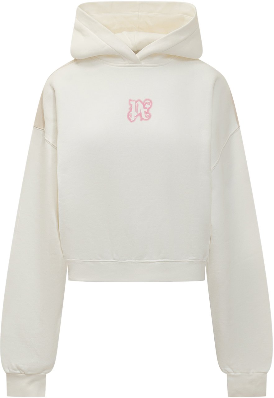 Palm Angels Palm Angels Felpa Bianca con Logo Rosa Ricamato Wit