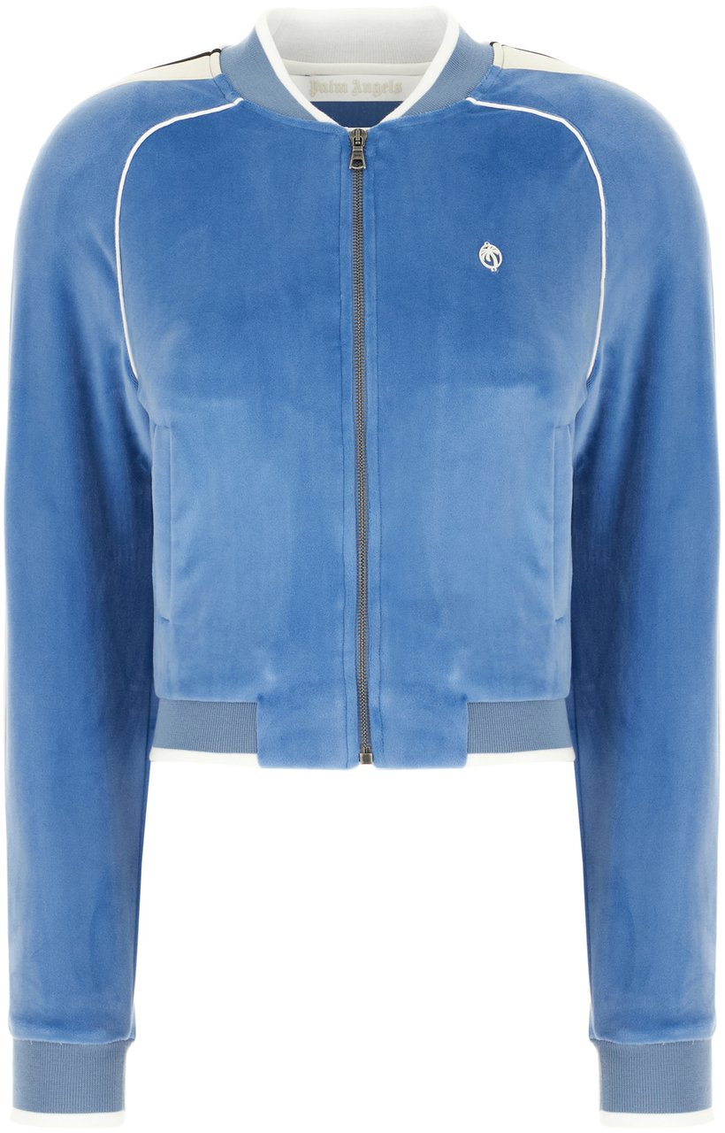 Palm Angels Palm Angels Light blue velvet sweatshirt Lichtblauw