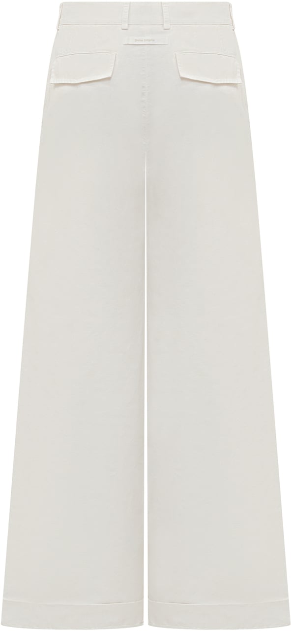 Palm Angels Pantaloni GB Label Cuffed Wit