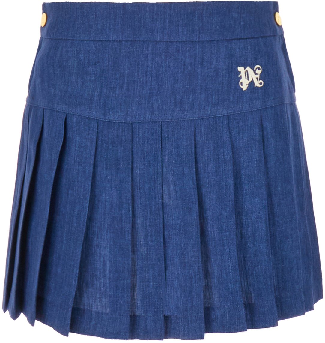 Palm Angels Palm Angels Denim blue linen miniskirt Blauw