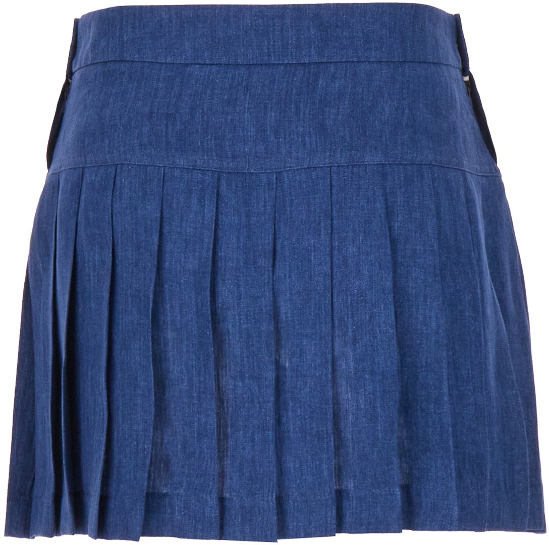 Palm Angels Palm Angels Denim blue linen miniskirt Blauw