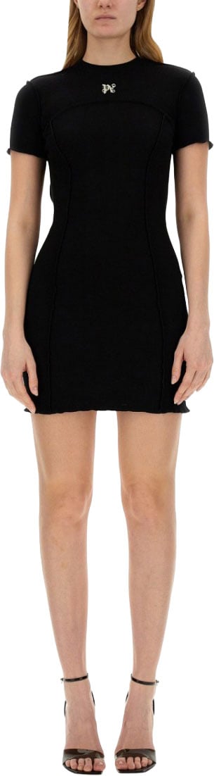 Palm Angels Dress With Logo Zwart
