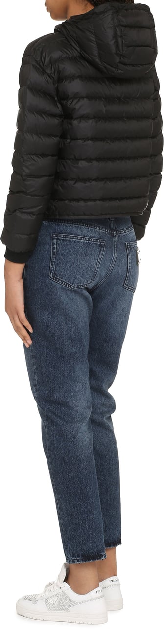 Palm Angels Hooded full-zip down jacket Zwart