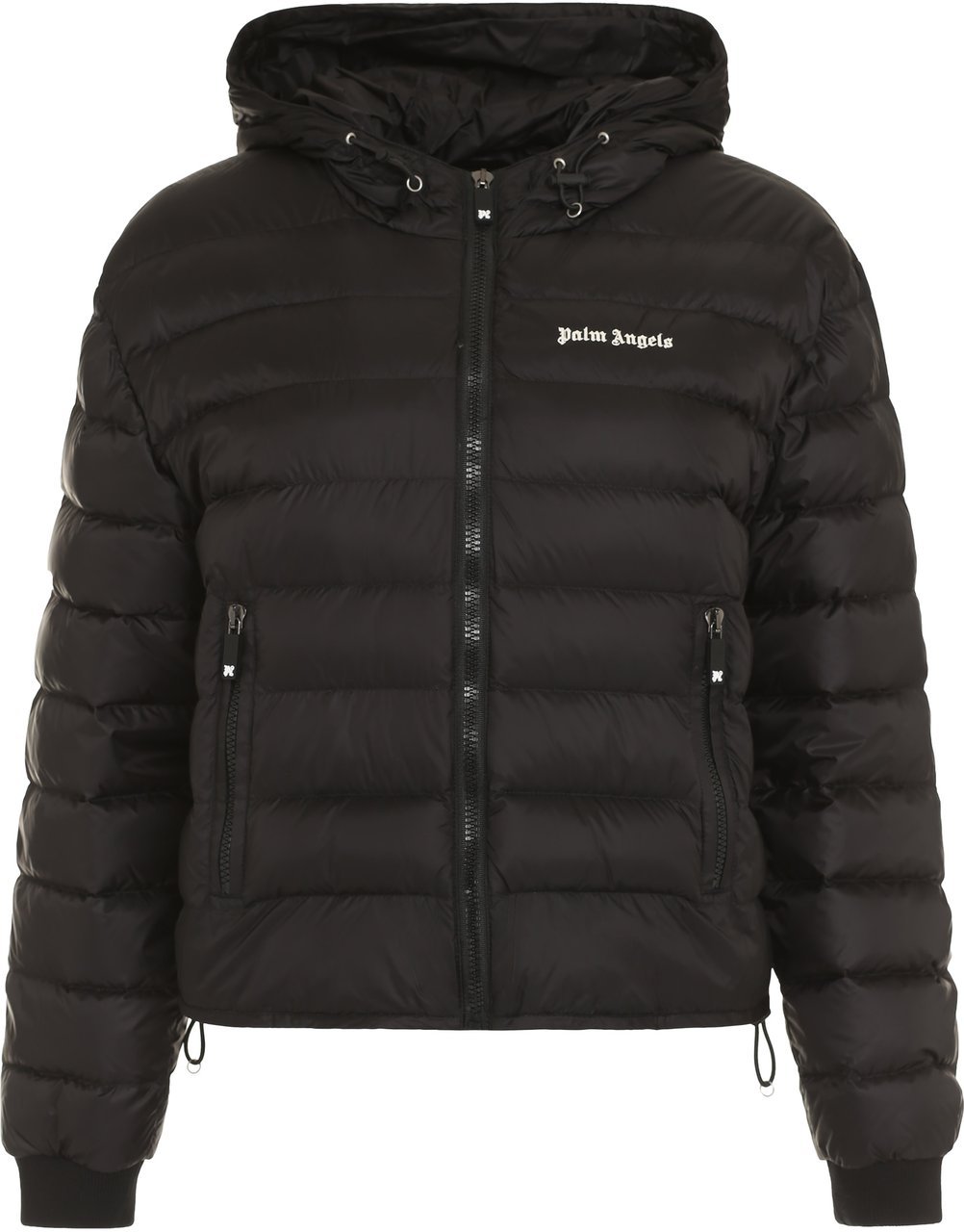 Palm Angels Hooded full-zip down jacket Zwart
