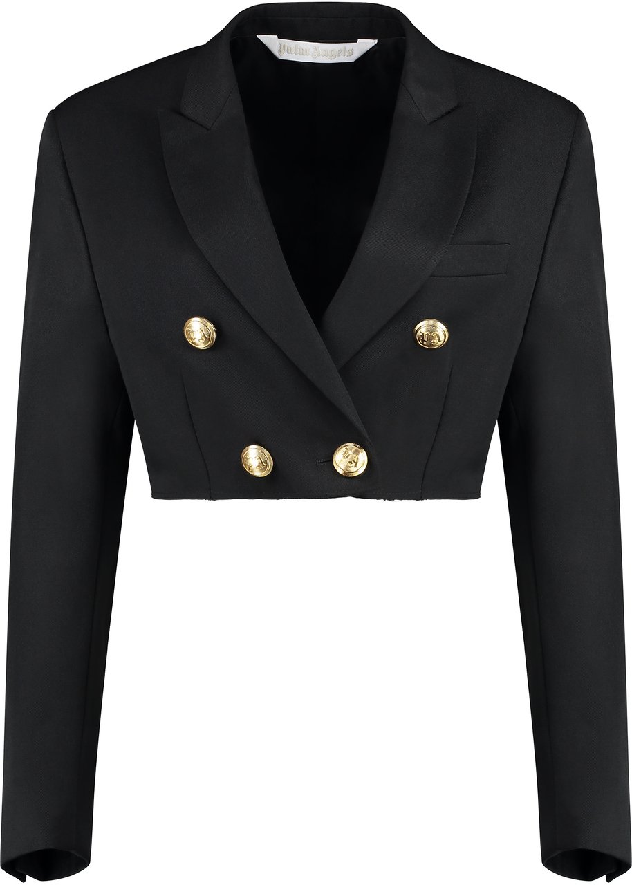 Palm Angels Double-breasted wool blazer Zwart