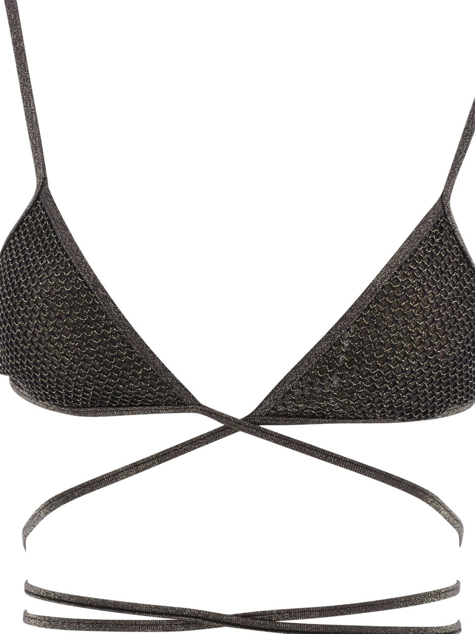 Palm Angels "Criss Cross" lurex bikini top Zwart