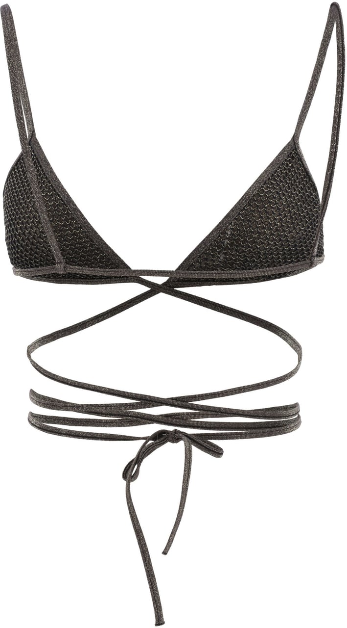 Palm Angels "Criss Cross" lurex bikini top Zwart