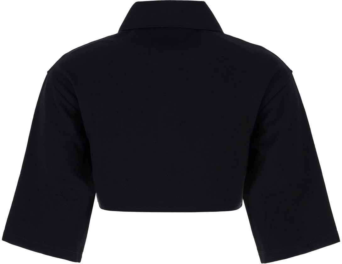 Palm Angels Palm Angels Black piquet polo shirt Zwart