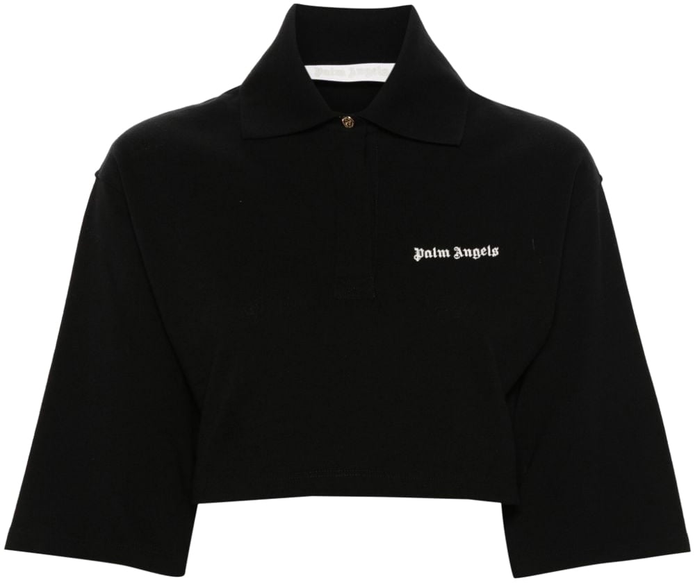 Palm Angels Palm Angels Black piquet polo shirt Zwart