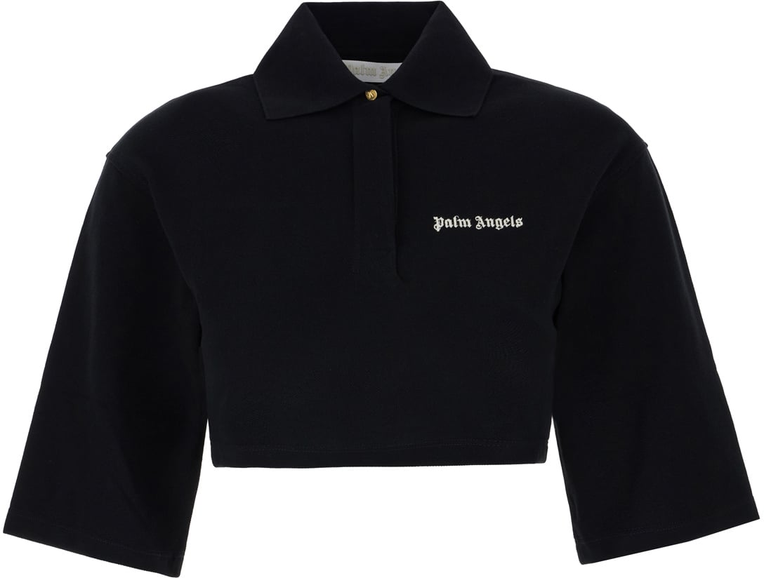 Palm Angels Palm Angels Black piquet polo shirt Zwart